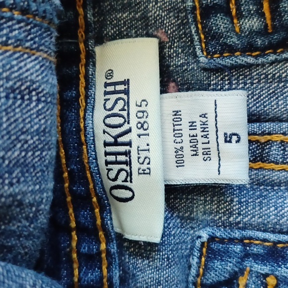 Oshkosh embroidered overall jeaj jumper. Girls 5t. Floral - Picture 5 of 6